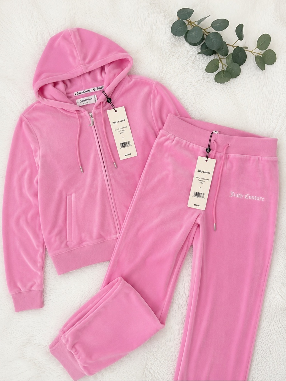 Juicy Couture Girls Pink Velour Zip Hoodie & Jogger Set